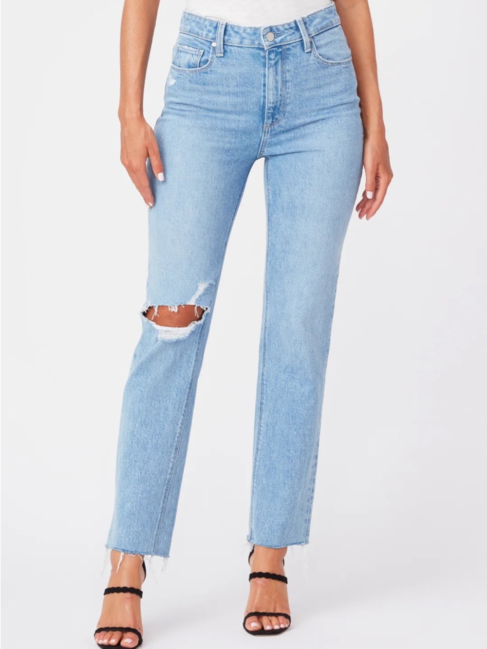 PAIGE Stella Straight Leg Jeans Size 26 Light Wash High Rise Excellent Condition